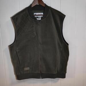 Columbia Fleece Vest Mens Extra Large Green Quilted Shoulder Hunting